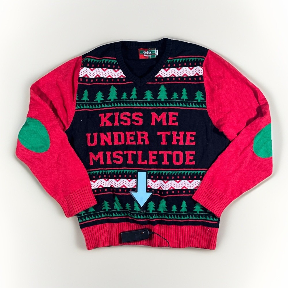 Forum Novelties Kiss Me Under The Mistletoe Christmas Sweater Red & Green XL